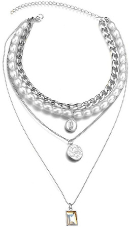 Colier cu lanț cu monede și perle la modă pentru femei