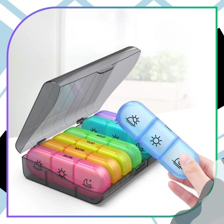 Cutie organizator colorat pentru medicamente 7 zile 3 momente ale zilei recipient