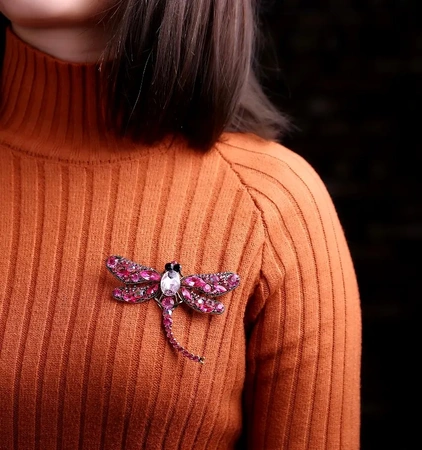 Brosa cu ace de zirconi insecta retro DRAGONFLY boho