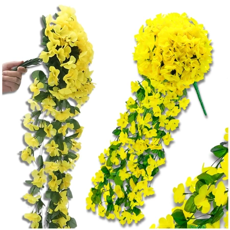 Atarnat flori artificiale galbene iedera cataratoare decorativ 1buc pentru balcon
