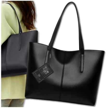 BAD&BAGS geantă de mână din piele clasică neagră shopper