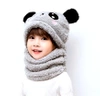 Pălărie din lână 2 în 1, glugă caldă cu urechi de panda pentru copii