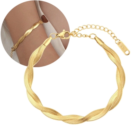 Bratara de sarpe placata cu aur, otel chirurgical auriu