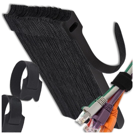 Clemă de cablu cu velcro pentru fixarea firelor, set de 100 bucăți, neagră, 12x150mm