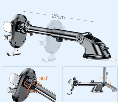 Suport negru telescopic pentru telefon auto