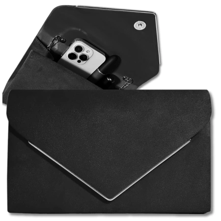 Geantă de umăr elegantă de seară pentru femei, din piele întoarsă neagră