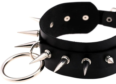 Colier din piele punk choker cu vârfuri întunecate