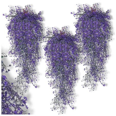 Flori artificiale de salcie decorative suspendate, 3 buc, cățărare violet