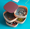 Cutie rotunda cu oglinda pentru organizator de bijuterii Casket