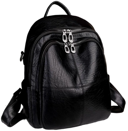 Rucsac elegant din piele A4, spatios, negru