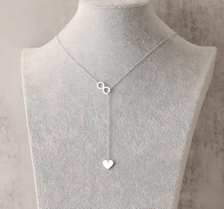Colier lung, elegant, din oțel chirurgical, inimă infinită