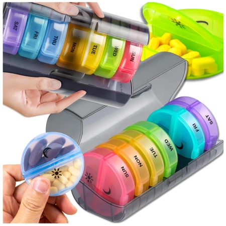 Cutie, casetă, organizator colorat pentru medicamente 7 zile