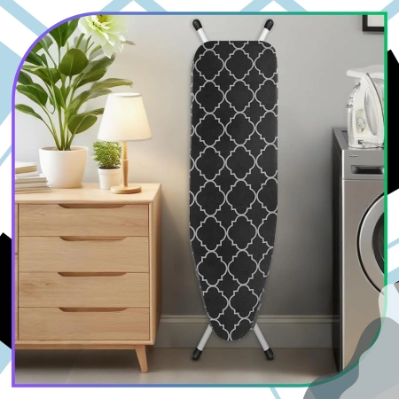 Husă groasă neagră pentru masă de călcat cu modele 120x38 cm