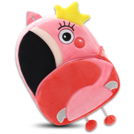 Ghiozdan de pluș pentru copii, pentru preșcolari, cu fermoar, FLAMING