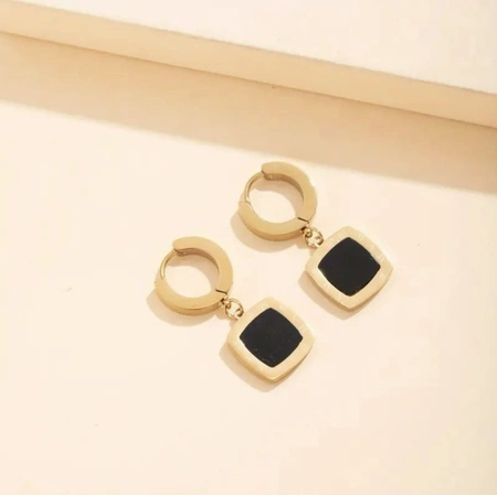 Cercei ceas din aur, otel chirurgical, patrate elegante