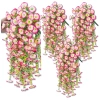 Agățat flori decorative bindweed artificial 3buc ghirlandă roz