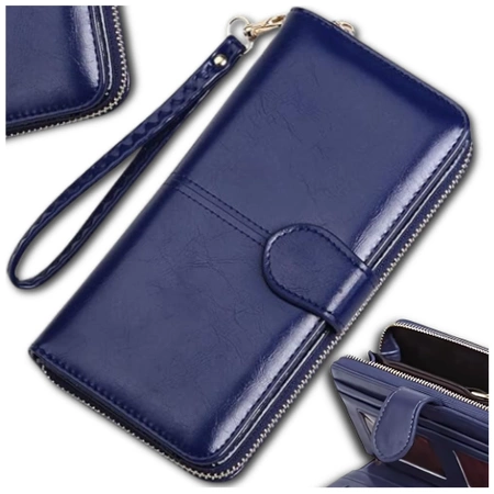 Portofel de damă din piele ecologică, netedă, lacuită, cu un clic