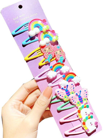Set de agrafe de par colorate pentru copii, 10 bucati