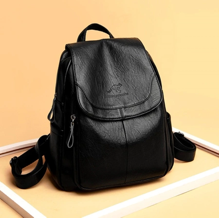 Rucsac elegant din piele de dama, mare, retro, negru