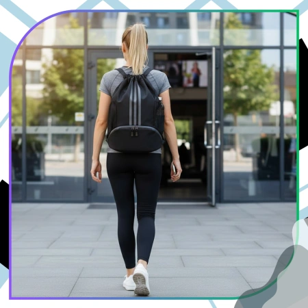 Rucsac sport negru cu șnur de strângere pentru antrenament de gimnastică, geantă de sală