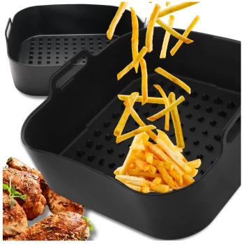 Inserție din silicon pentru friteuză cu aer, tavă de copt reutilizabilă, neagră