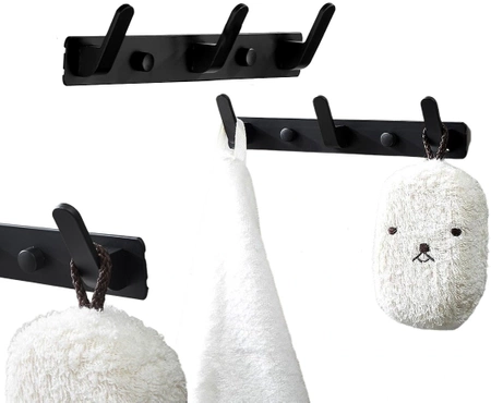 Umeraș panou de perete negru cu cârlige, rezistent