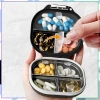 Organizator pentru medicamente, cutie, casetă, 7 zile, negru elegant