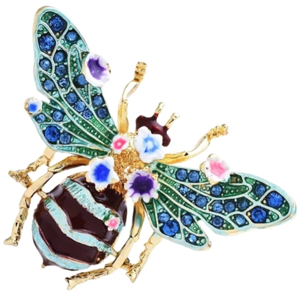 Brosa eleganta de albine emailata cu zirconi si flori