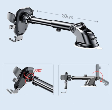 Suport negru telescopic pentru telefon auto