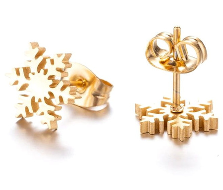 Cercei mici din aur, oțel chirurgical, fulg de nea