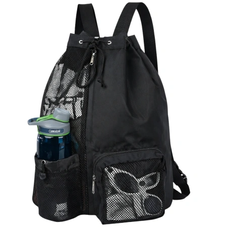 Rucsac sport negru pentru antrenament de gimnastică cu șnur de strângere