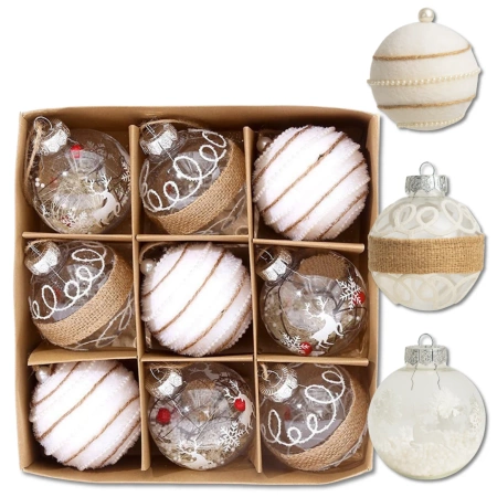 Set decorațiuni acrilice globuri de Crăciun 8 cm