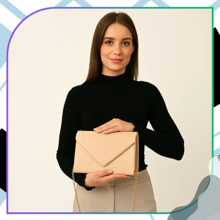 Geantă de umăr elegantă de seară pentru femei din piele întoarsă