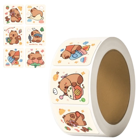 Autocolante capibara desene animate colorate pe rola 300 buc pentru copii DIY