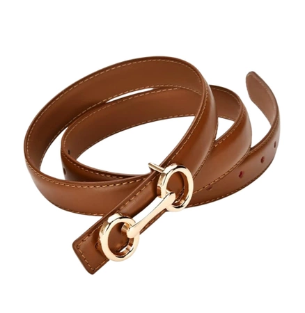 Curea de dama din piele naturala maro, reglabila pe talia rochiei