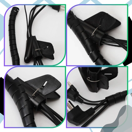 Husă de cablu, 5 m, neagră, organizator de cabluri