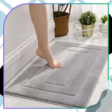 Covoare absorbante antiderapante gri pentru baie din frotte