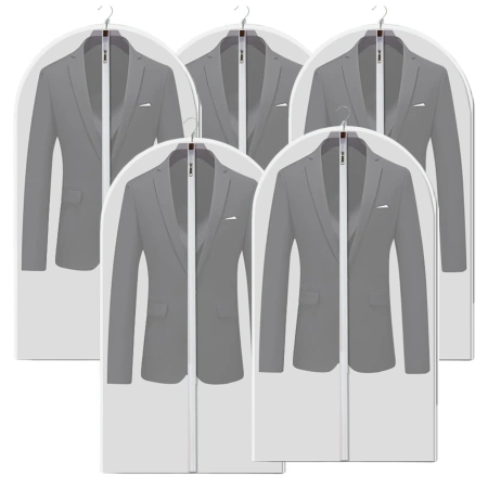 Huse de haine organizator de dulap alb translucid set de 5 impermeabile