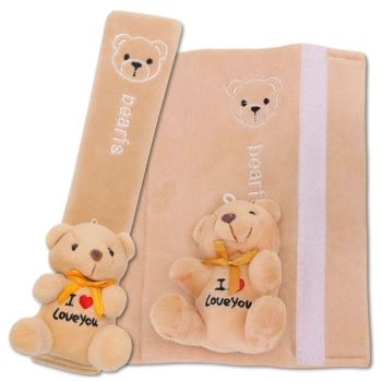 Husă pentru centura de siguranță, ursuleț decorativ pentru copii