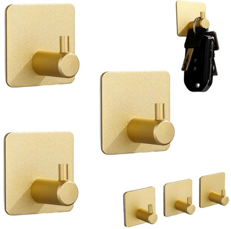 Set de 3 cârlige de perete autoadezive loft gold