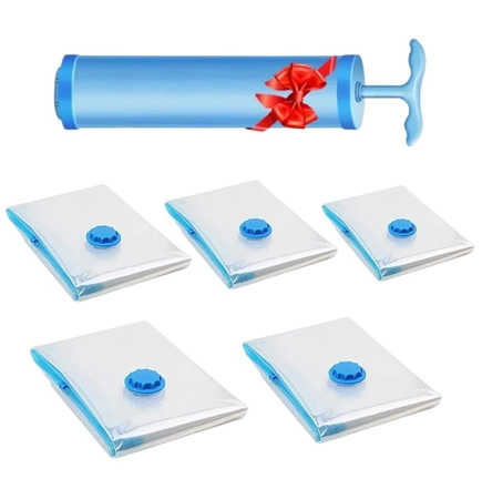 Set 5 buc. saci haine organizator vacuum impermeabil pentru dulap 50 x 60 cm