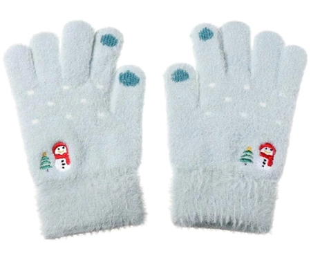 Mănuși calde de iarnă pentru femei, brodate cu model de Crăciun