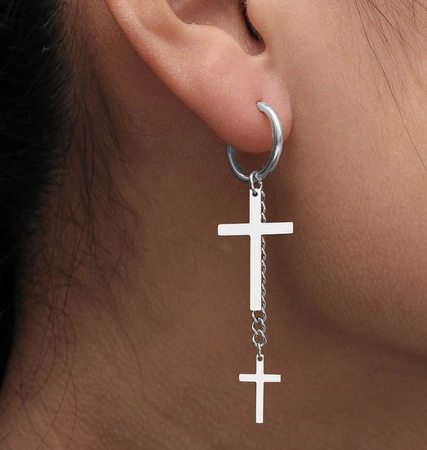 Cercei cruce de argint, otel chirurgical, eleganti, agatatori