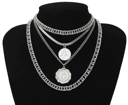 Colier gros cu lanț cubanez cu monede