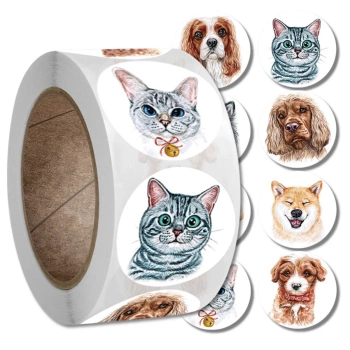 Autocolante pe rola 500 buc. animale colorate DIY pentru copii