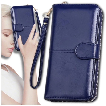 Portofel de damă din piele ecologică, netedă, lacuită, cu un clic