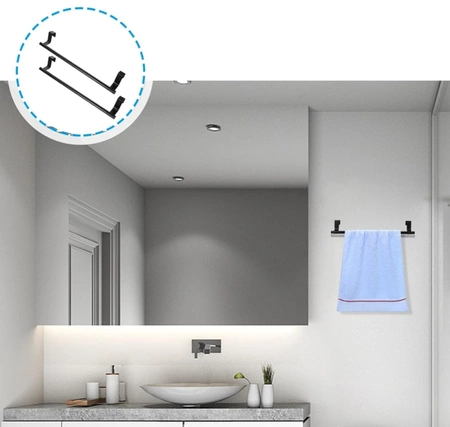 Hangers 2pc negru pentru bucătărie dulap ușă baie prosop feroviar