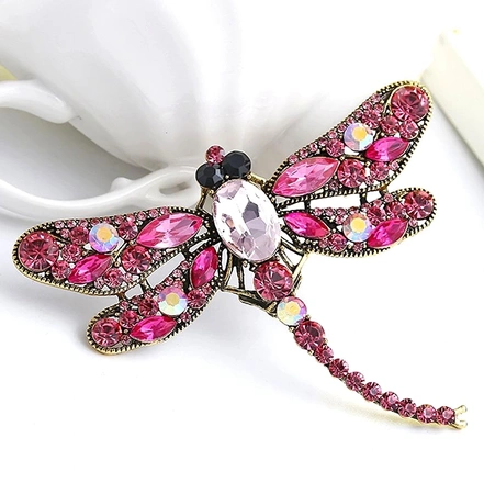 Brosa cu ace de zirconi insecta retro DRAGONFLY boho