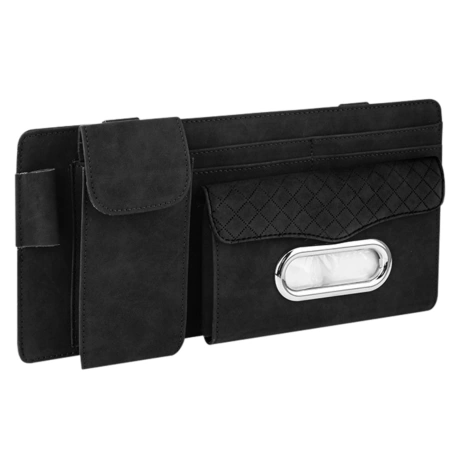 Organizator auto parasolar din piele neagră