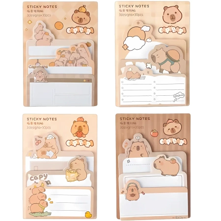 Set de 4 dosare de cartonașe colorate de tip capibara